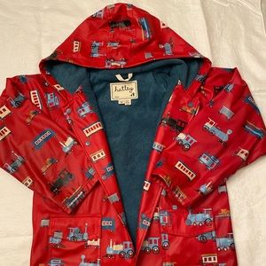 Hatley Boy’s Size 8, Red Raincoat - Trains